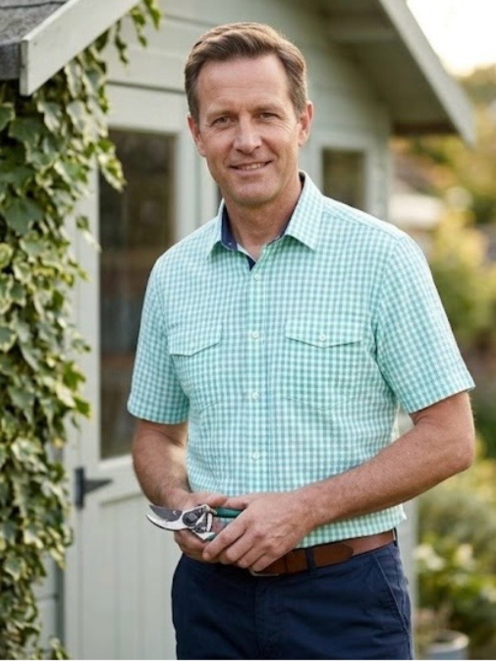 Alexander Julian Mint Green Gingham Short-Sleeve Button-Down Shirt